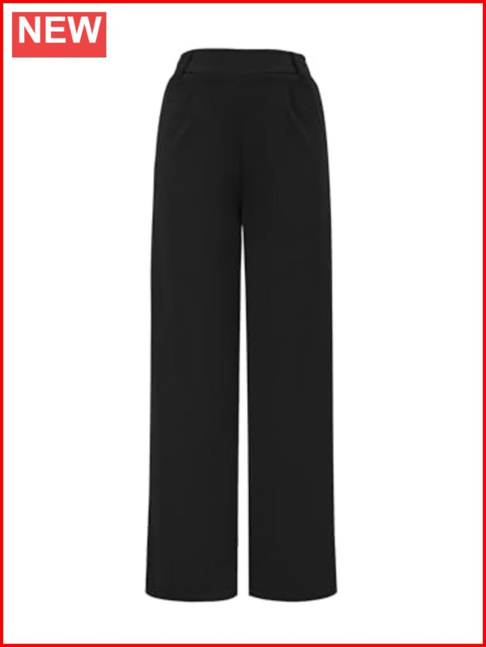 High Waist Wide Leg Pull On Dress Pants Stretch Thick Fabric Work Slacks
